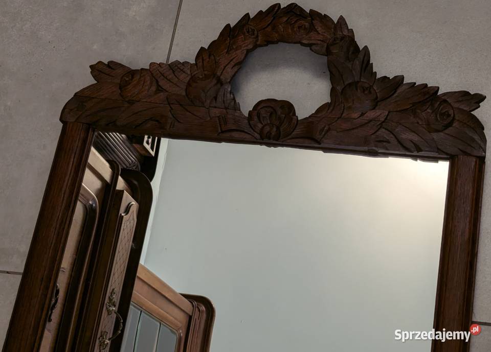 Piękne ciemne dębowe lustro secesyjnesklep śląskie sprzedam