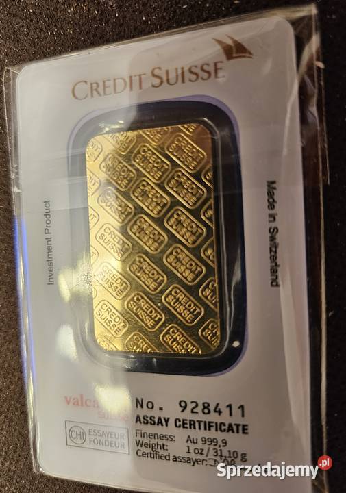 sztabka złota imitacja 1 uncja CREDIT SWISS Warszawa
