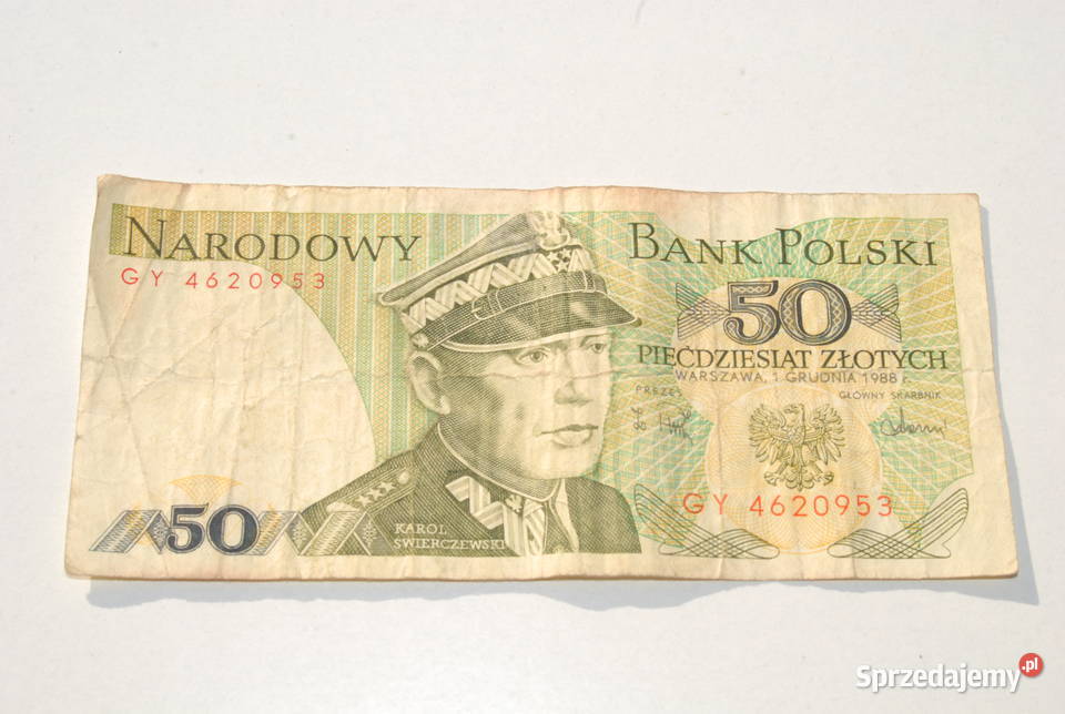 Stary banknot 50 złotych Świerczewski 1988 antyk Cieszyn