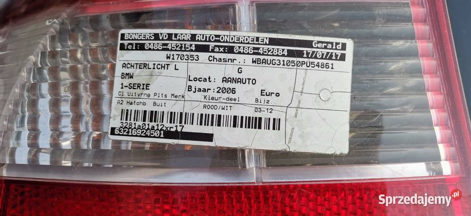 BMW 1 E87 E87 lampa tyl tylna lewa Warszawa sprzedam