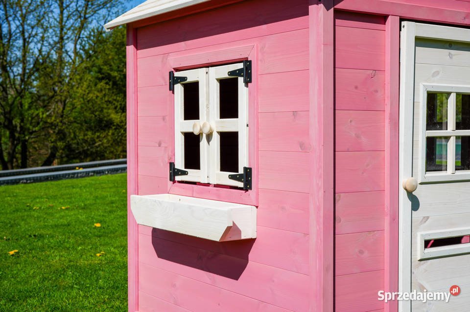 Drewniany domek ogrodowy dzieci Pink Trzemeśnia