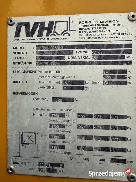 wózek widłowy DAEWOO G25E3 LPG Triplex 470m 2500 Działoszyn