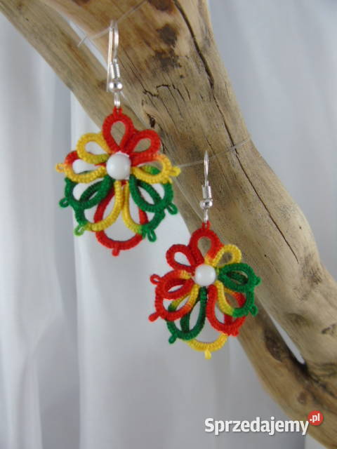 Kolczyki frywolitkowe różne wzory i kolory Rękodzieło Wiśniowa