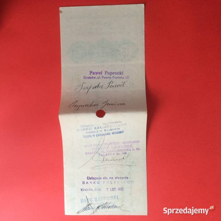1516 Weksel Wystawiony W Krakowie 16 Szczecin sprzedam