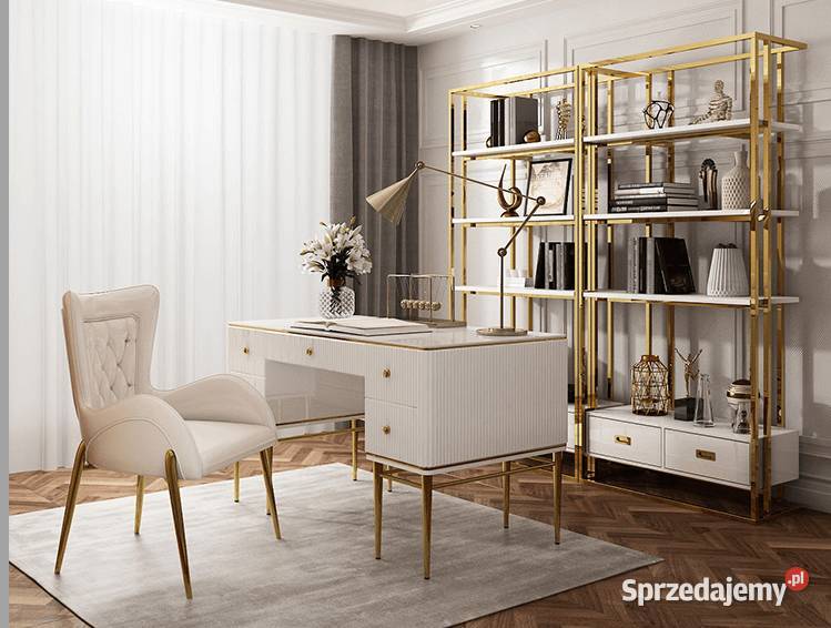 Nowoczesny regał złoty ze stali nierdzewnej