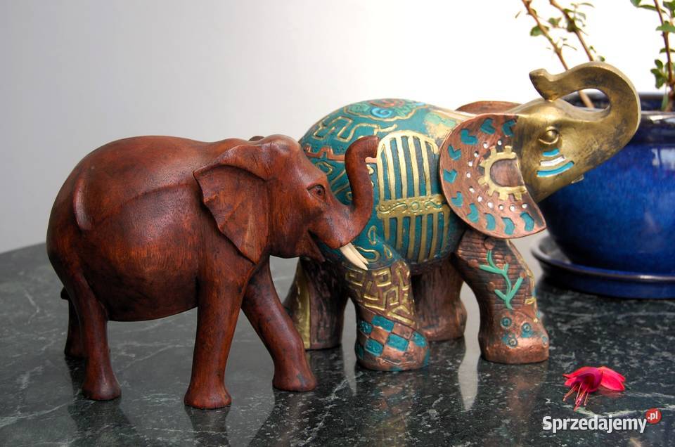 Słoń egipski drewniany rzeźba drewno rękodzieło brązowy Lublin