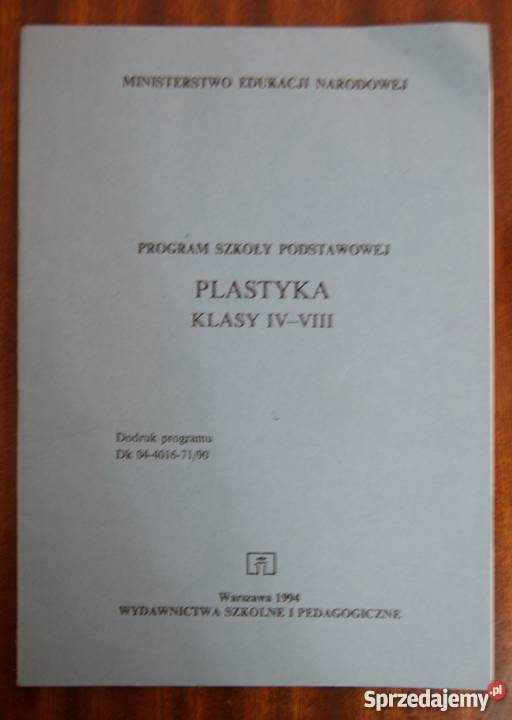 Program szkoły podstawowej Plastyka IVVIII Rok wydania 1994 lubelskie Parczew