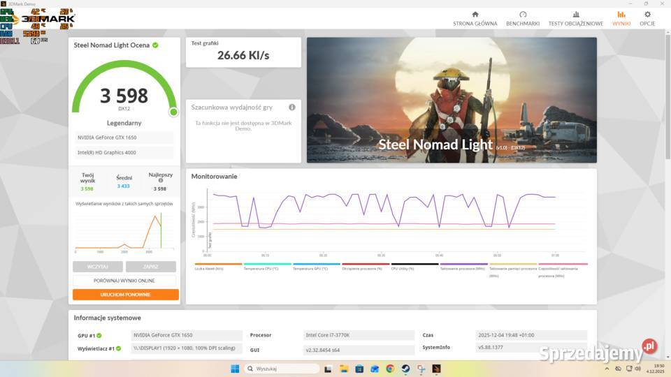 Komputer Gamingowy i73770K GTX 1650 16GB SSD HDD Ostrów Wielkopolski