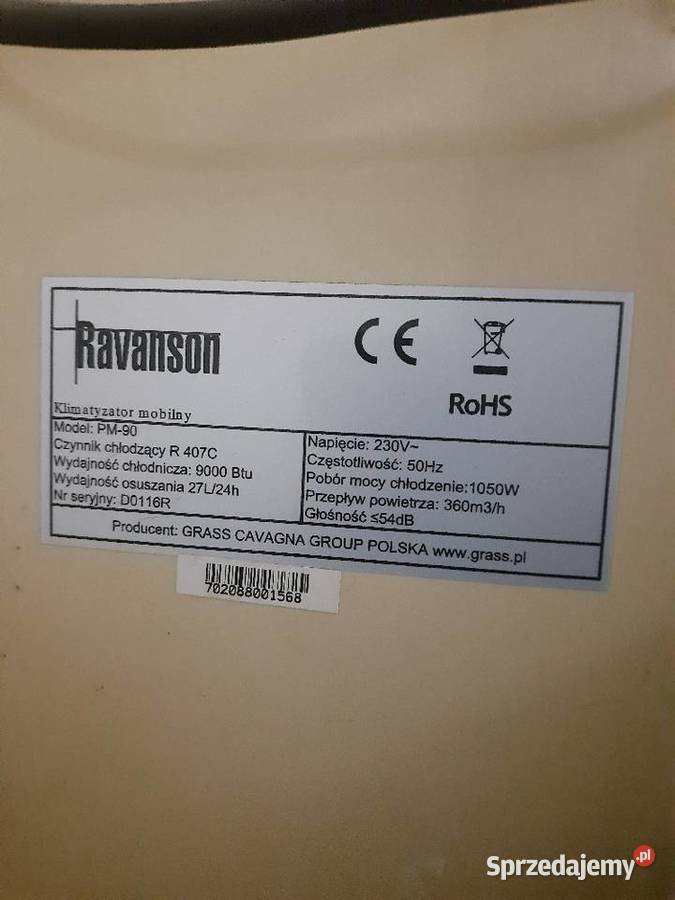Klimatyzator przenośny Ravanson PM90 Jarosław sprzedam