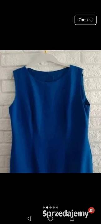 Sukienka granatowa krótki rękaw z baskinką Krosno sprzedam