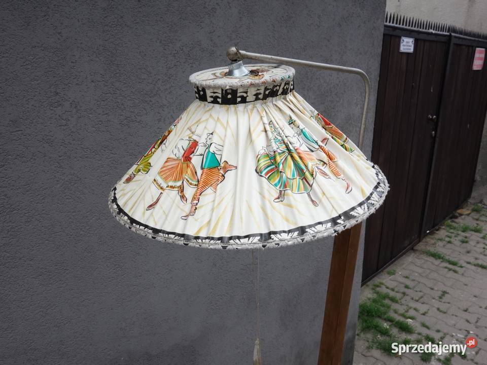 Lampa stojąca ze stolikiem antyk PRL Art Deco Tarnowskie Góry