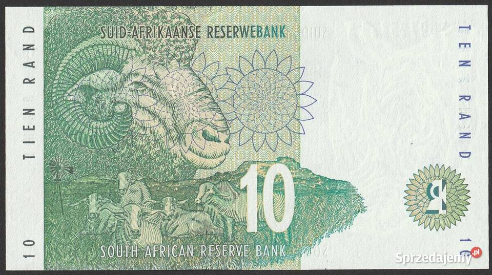 RPA Afryka Południowa 10 rand 1993 nosorożec UNC łódzkie Łódź sprzedam