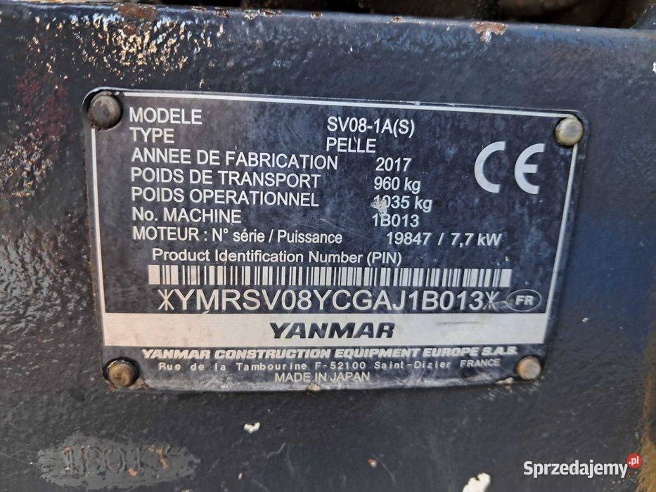 Minikoparka YANMAR SV 08 17r 1t vio 102 jcb 8008 Biznes i Przemysł