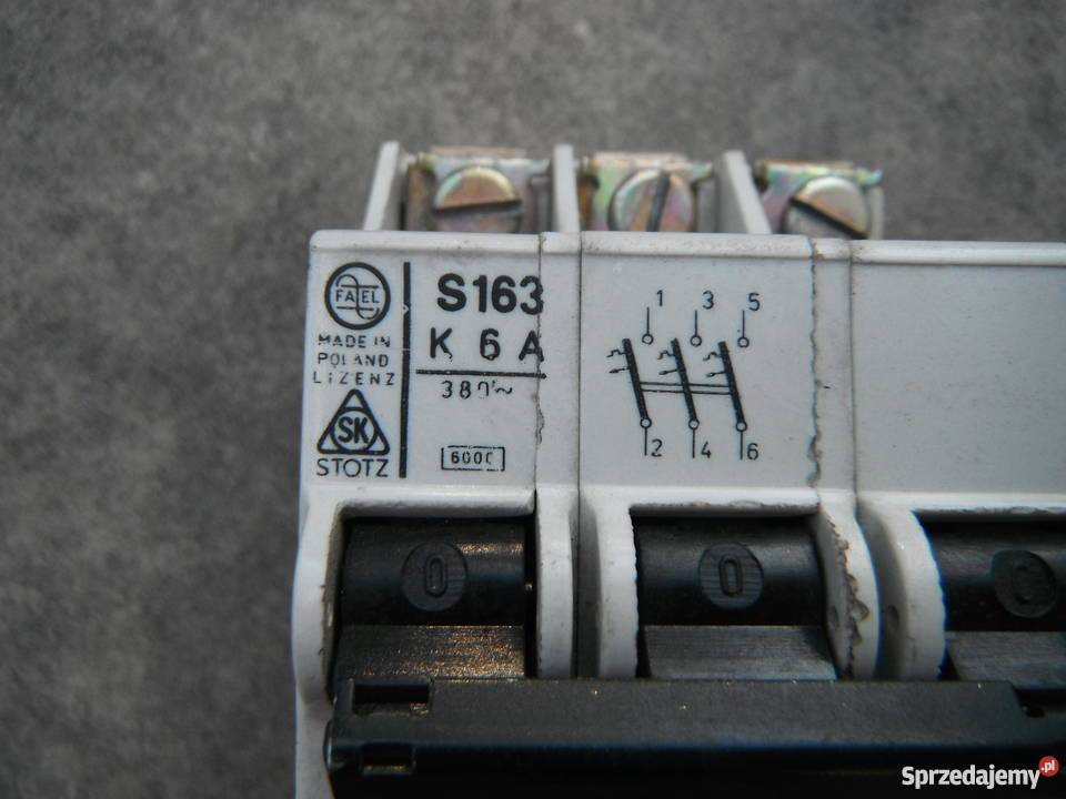 Wyłącznik instalacyjny S163 K 6A 380VAC Nowe Części i akcesoria Chlewiska