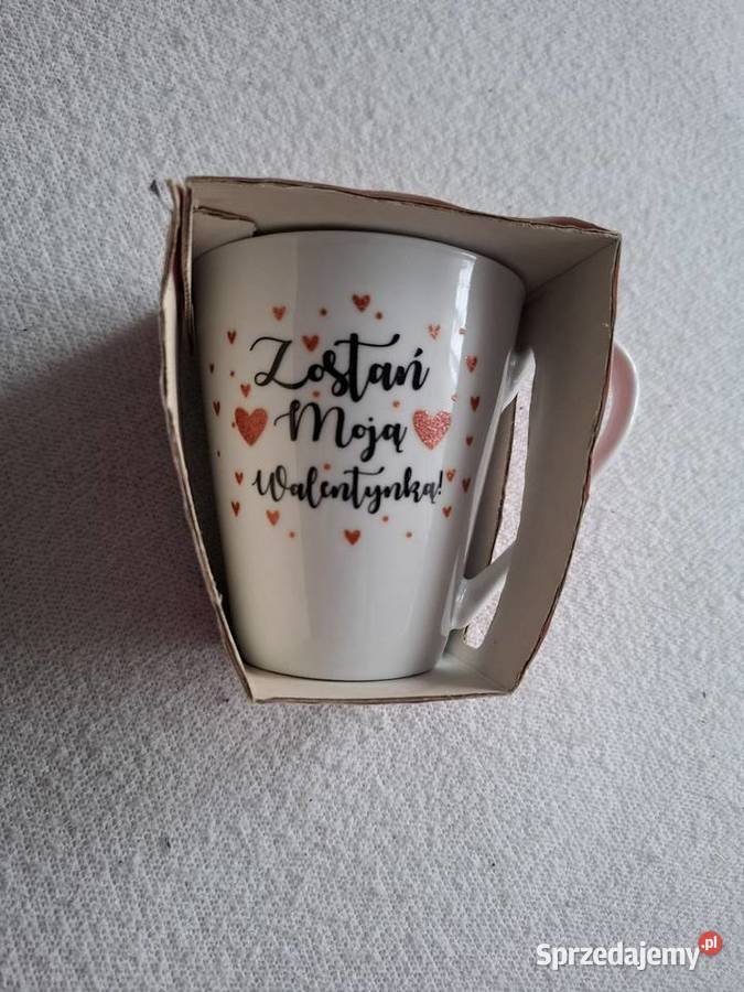 Kubek z napisem Zostań Moją Walentynką Ostrołęka