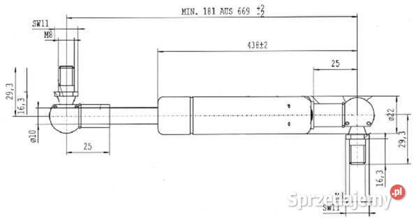 Sprężyna gazowa L669 mm 650N Stabilus CA8266NU małopolskie Kamionna