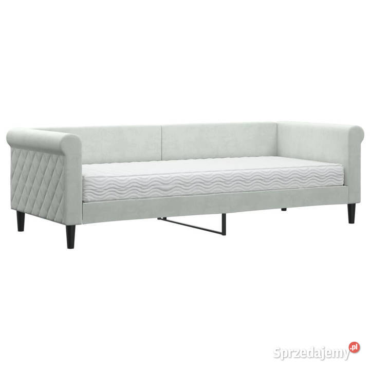 Sofa z materacem do spania jasnoszara aksamit Łóżka Warszawa sprzedam
