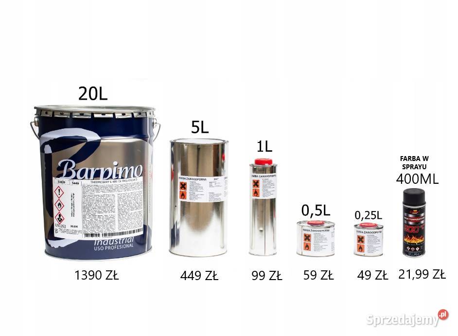 FARBA ŻAROODPORNA Do kominka Pieca GRAFIT 1L Skawina sprzedam