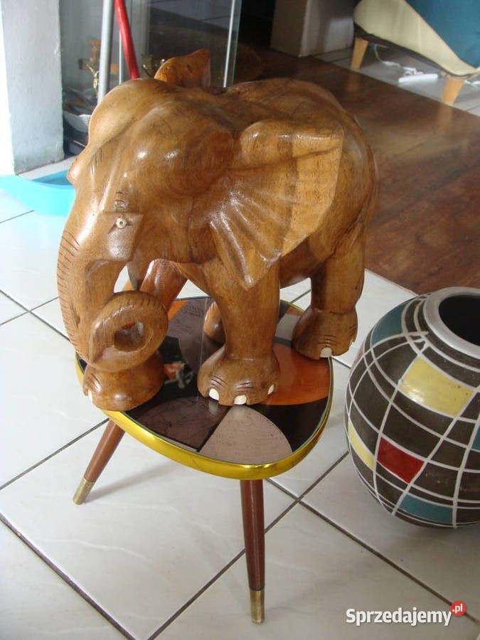 Rzeźba Figurka SŁOŃ Drewno Rękodzieło 35x34 dolnośląskie Wrocław