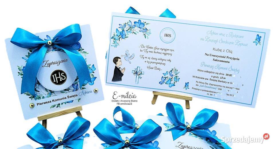 Zaproszenia z okazji I Komunii Św Aniołki Dla Dziecka Zielona Góra