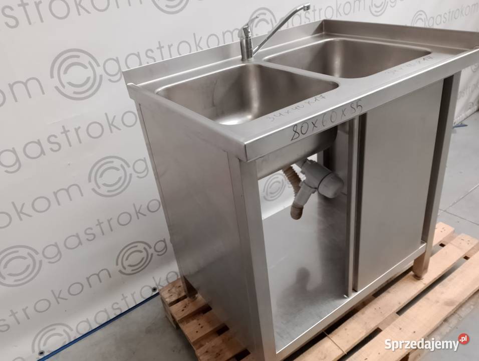 Stół z 2 zlewami drzwi przesuwne 80x60x85 Gastronomia Wrocław sprzedam