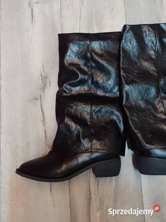 4041 Czarne marszczone Mega wygodne Kozaki 26cm Kraków
