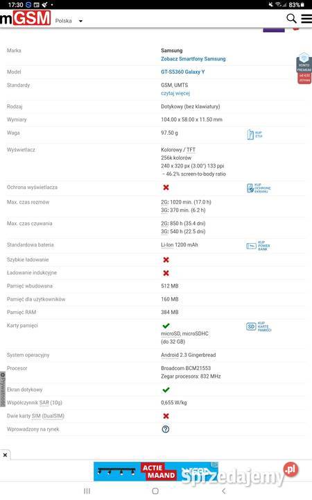 Samsung galaxy GTS5360