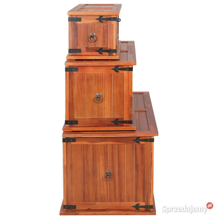 Skrzynie 3 lite drewno akacjowe WM247243 Warszawa