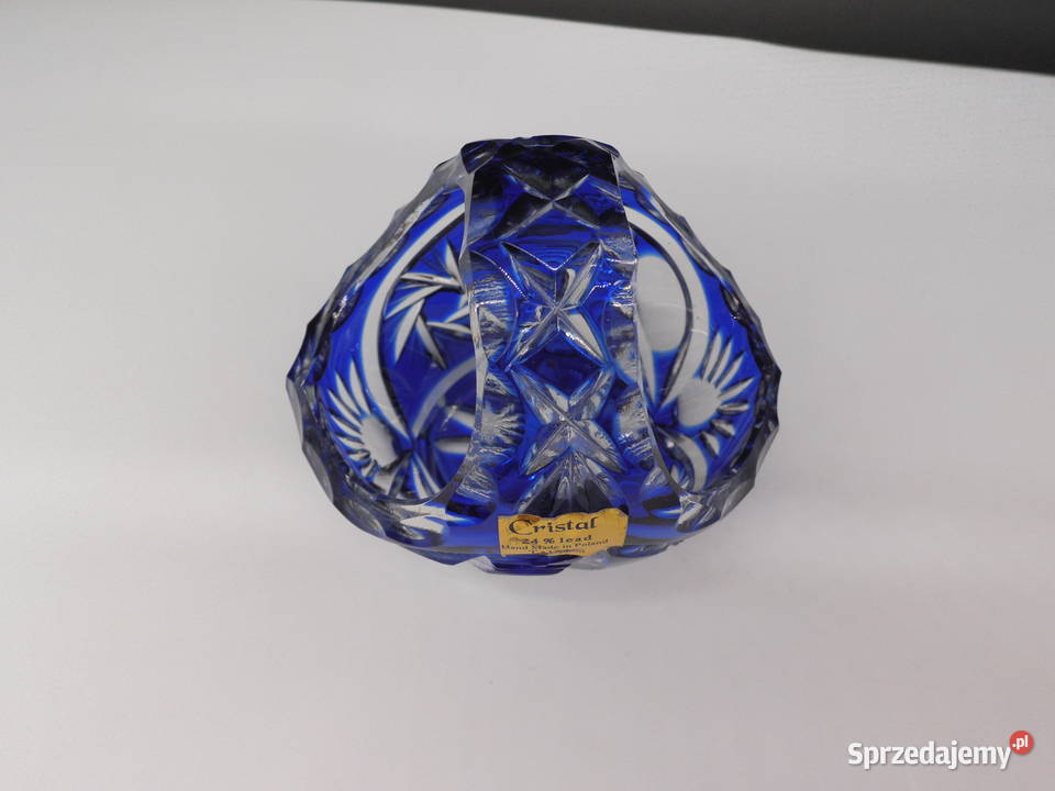 STARY KRYSZTAŁOWY KOSZYK KOBALTOWY TARNÓW 24 PbO Porcelana i szkło wielkopolskie Raszków