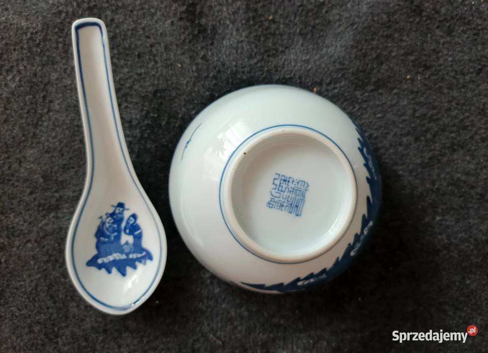 Chińskie porcelanowe miseczki z lyzeczkami Porcelana i szkło Łódź