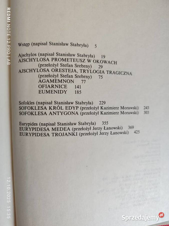 Ajschylos Sofokles Eurypides Antologia tragedii Rok wydania 1989
