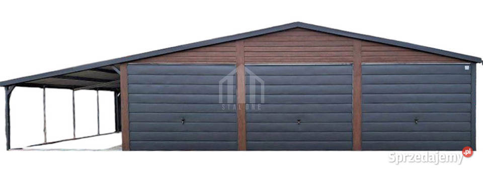 Garaż blaszany 9x4m wiata 3m 3x brama drzwi