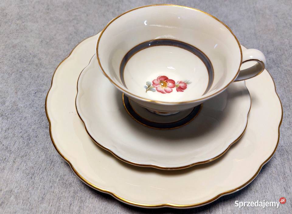 Porzellanfabrik Tettau Trio Filiżanka Spodek I Gdynia