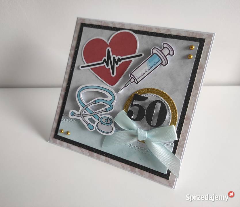 Kartka ręcznie robiona na urodziny medyczna Łódź