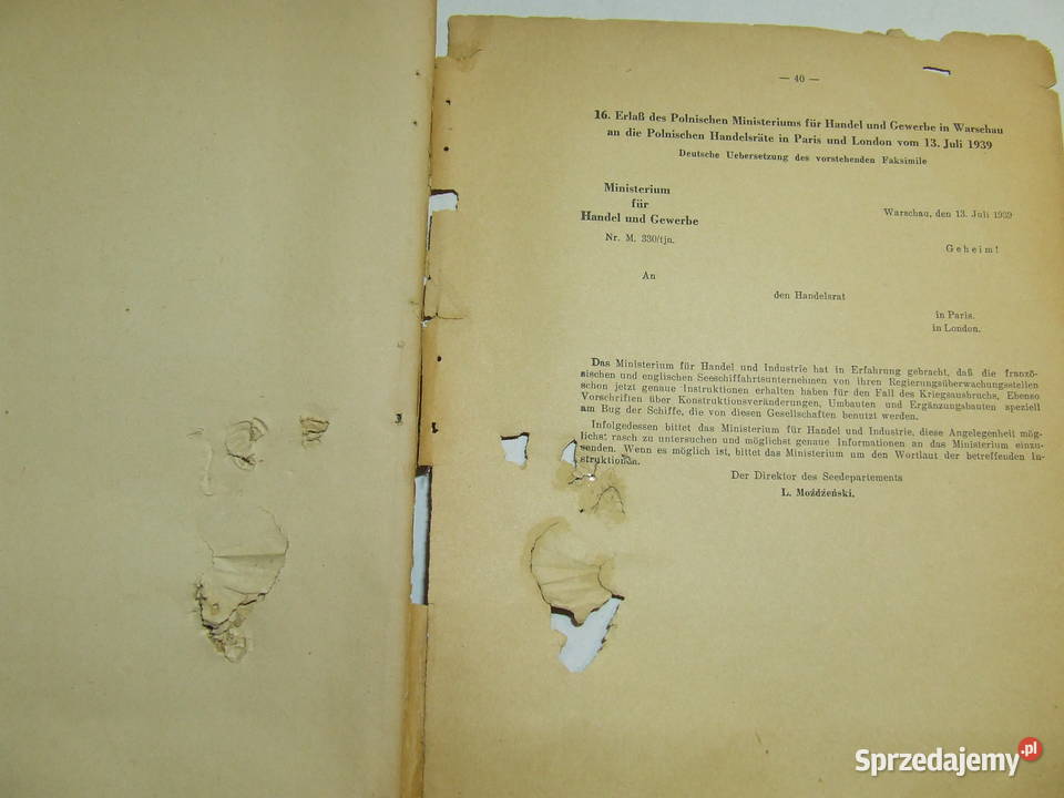 Polnische Dokumente zur Vorgeschichte des Czeladź sprzedam