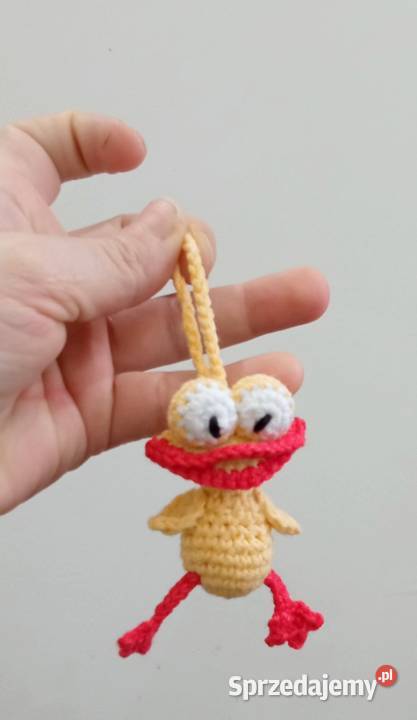Śmieszna kaczka wykonana na szydełku brelok Łask sprzedam