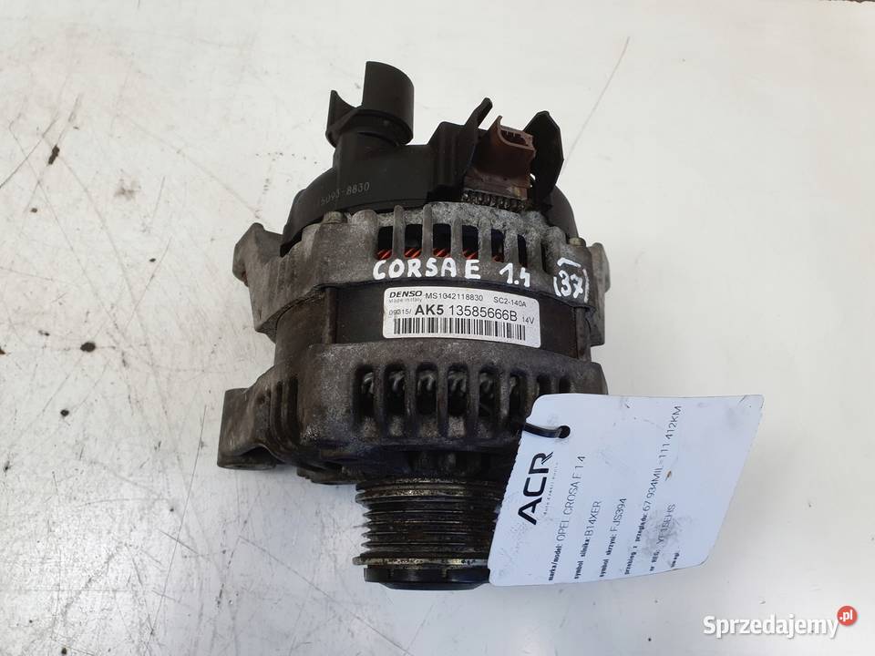 Opel Corsa E 14 16V ALTERNATOR 13585666B denso osobowe lubelskie Janów