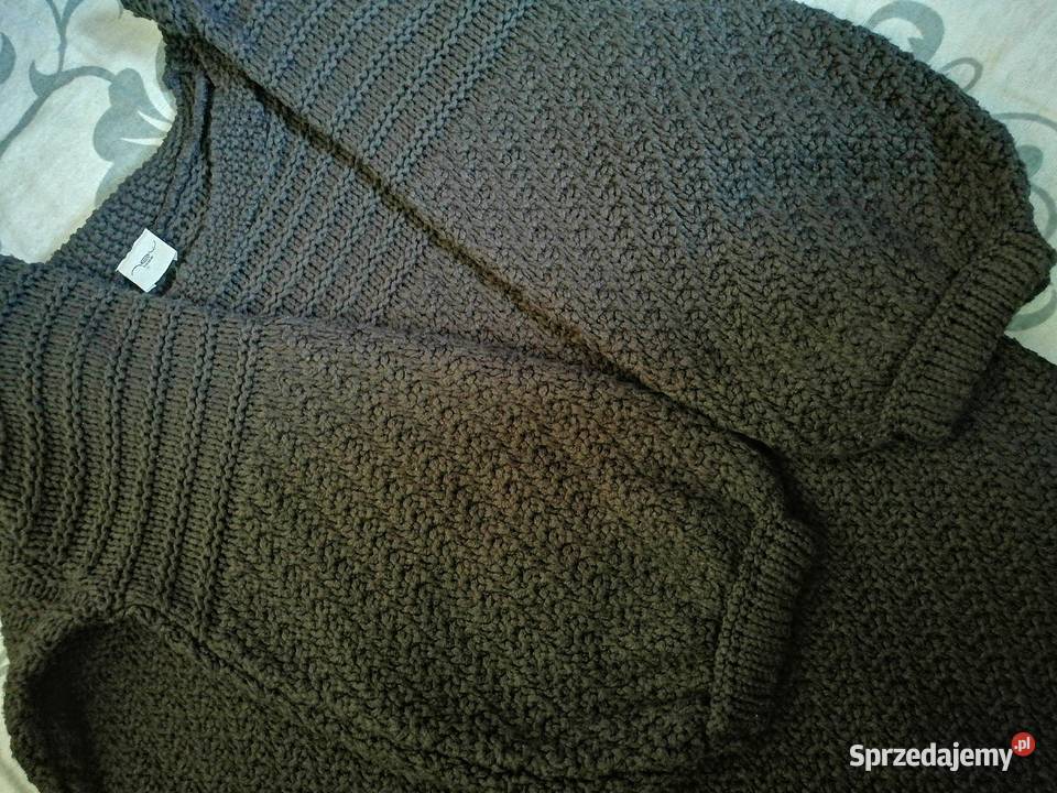 Sweter sweterek LOOK balonowe rękawy Grubszy brązowy/beżowy wielkopolskie Leszno
