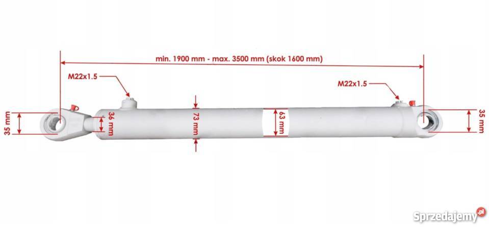 Siłownik Hydrauliczny 63x36 Skok 1600 Mocowania kujawsko-pomorskie Solec Kujawski