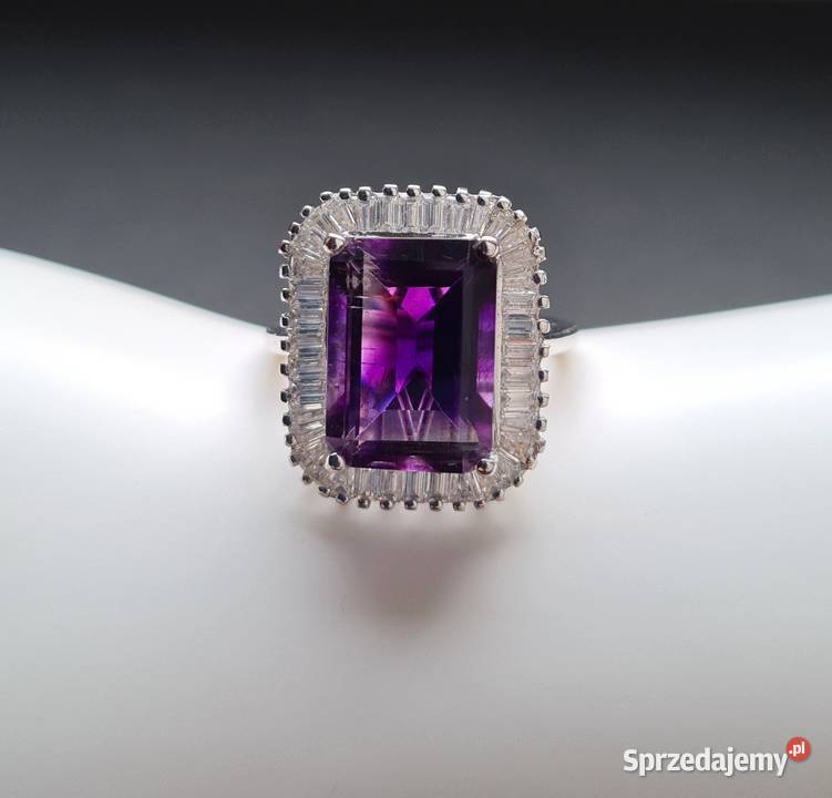 Pierścionek srebro 925 rodowane ametyst Otwock sprzedam