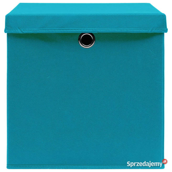 Pudełka z pokrywami 10 błękitne 32x32x32 tkanina Warszawa sprzedam