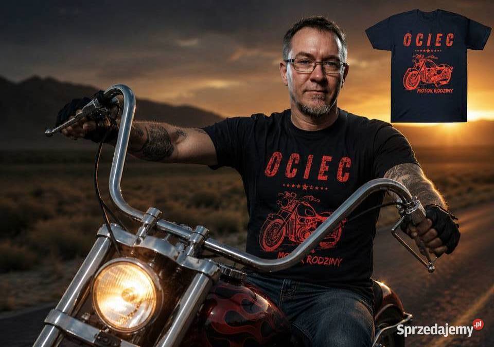 Granatowa czarna koszulka na dzień ojca motocyk Rozmiar XL Zabrze