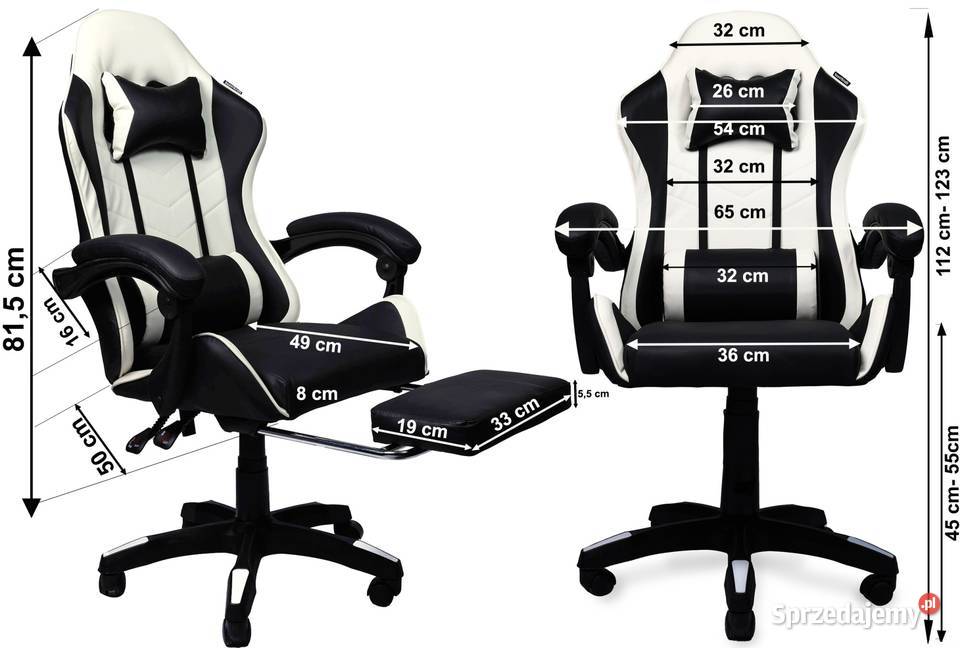 Fotel gamingowy krzesło obrotowe z podnóżkiem 65cm Poznań