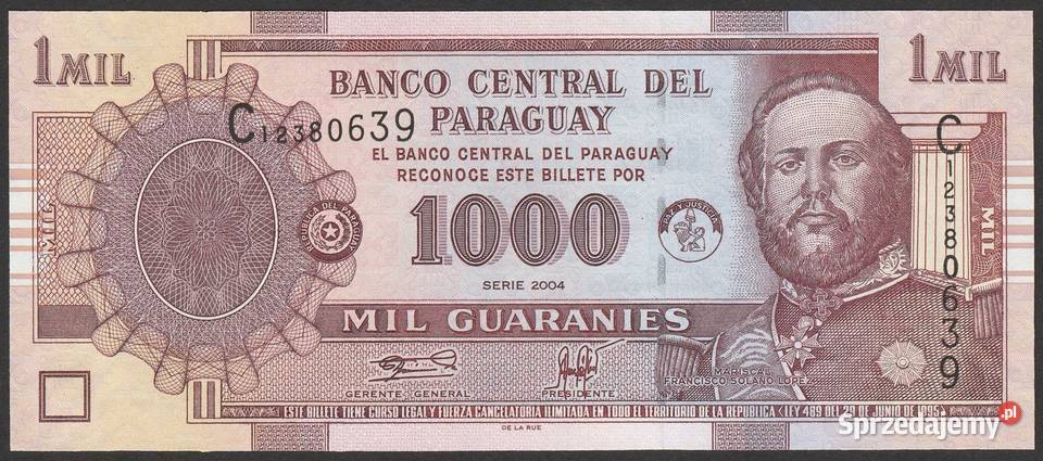 Paragwaj 1000 guaranies 2004 STAN BANKOWY UNC Łódź