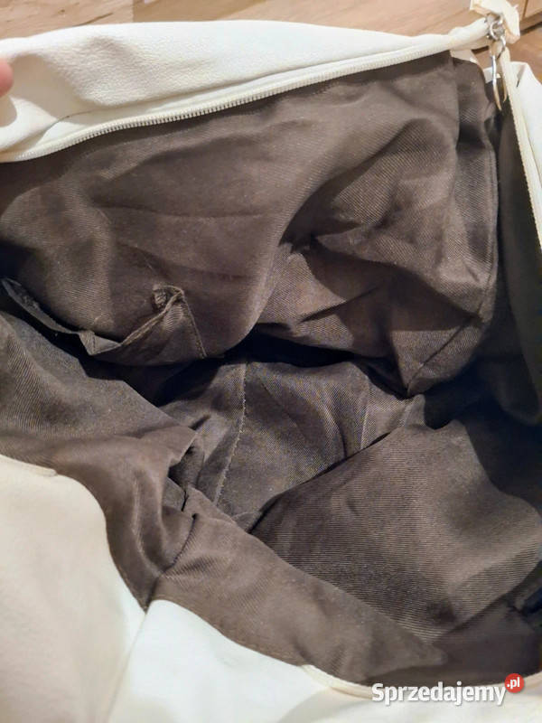 Shopperka vintage skórzana biała pojemna lubuskie Zielona Góra