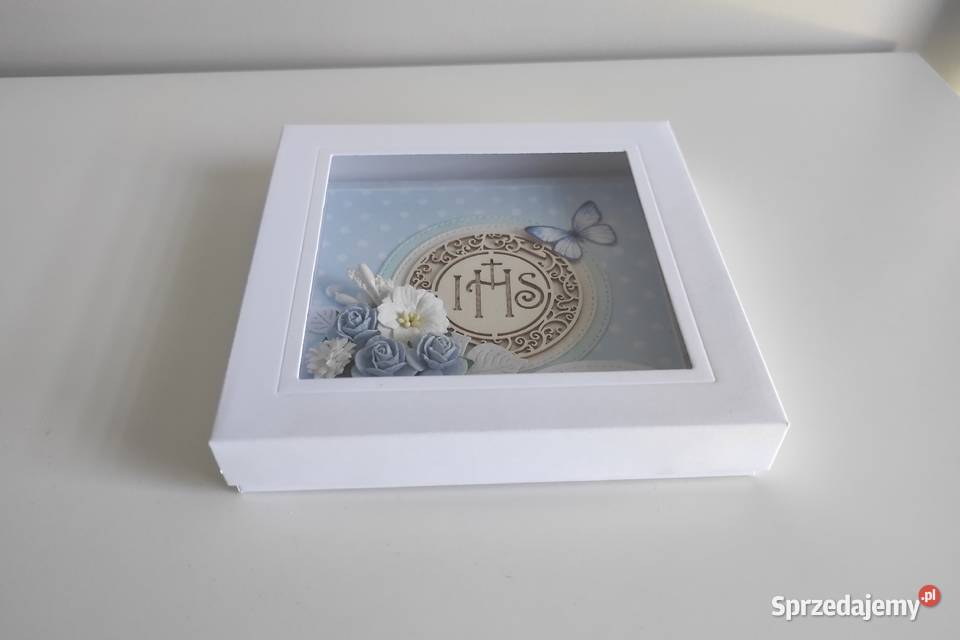 Kartka w pudełku ręcznie robiona na Komunię Łódź