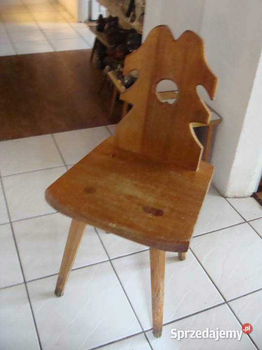 krzesło góralskie ciężkie lite drewno PRL dolnośląskie Wrocław sprzedam