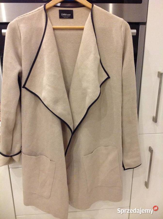 Długi Ciepły Sweter Kardigan Damski ZARA Knit S Nowa Sól