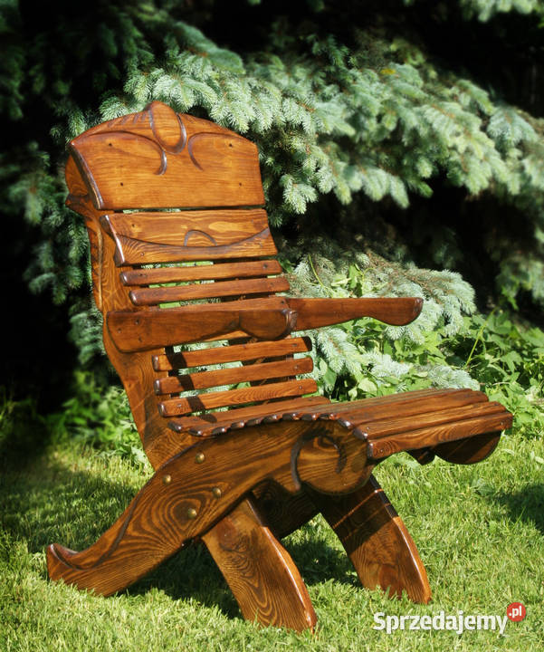 Ławka drewniana zdobiona wygodnie profilowane mazowieckie Warszawa
