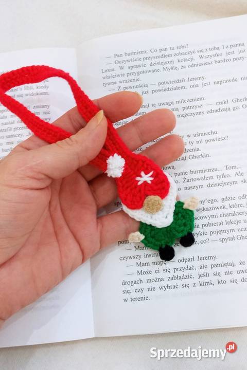 Skrzat wykonany na szydełku zakładka do książki Łask